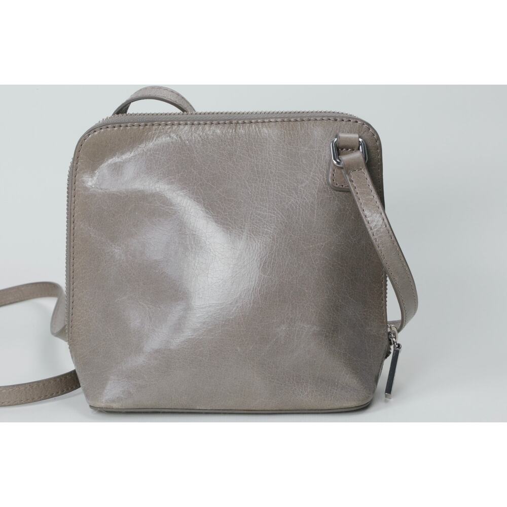 Hobo International Crossbody Bag Light Gray Glazed Leather Zip Around Organizer
